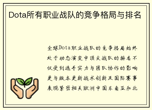 Dota所有职业战队的竞争格局与排名
